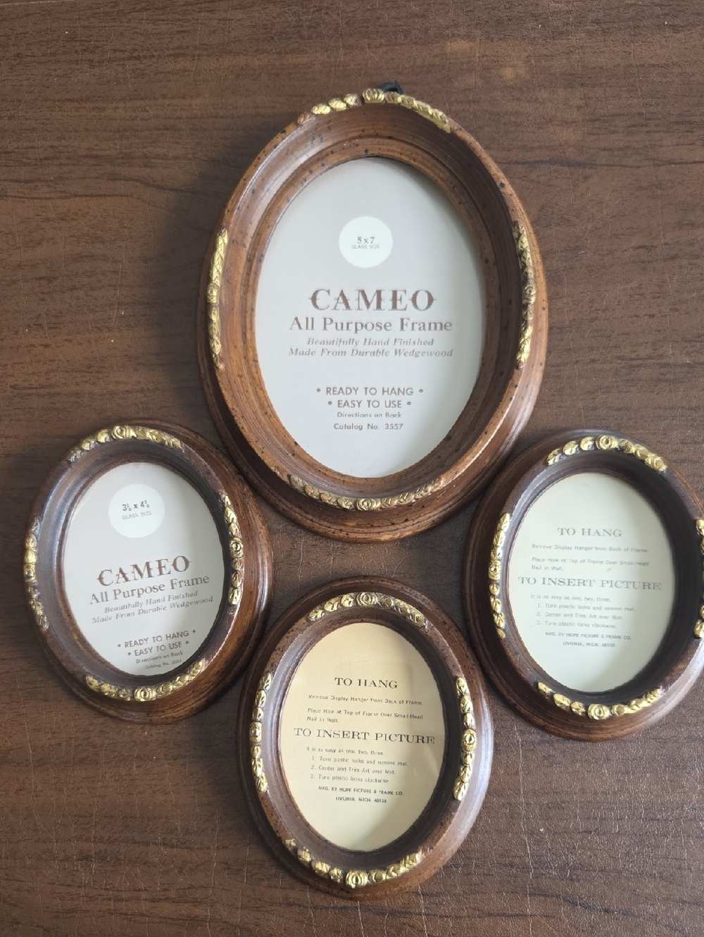 Vintage Cameo Faux Wood Frames- Set Of 4